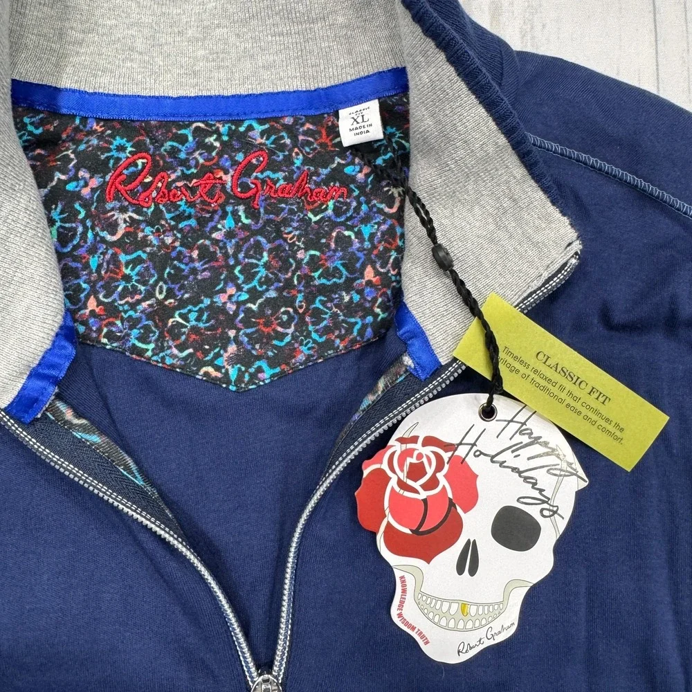 Robert Graham Brecken 1/4 Zip Sweater XL Navy‎ Blue Golf Mens NWT $158